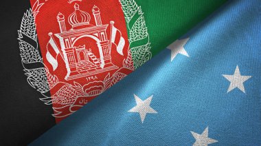 Afganistan ve Mikronezya iki bayrak tekstil kumaş, kumaş doku