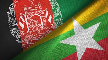 Afganistan ve Myanmar iki bayrak tekstil kumaş, kumaş doku