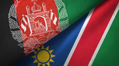 Afganistan ve Namibya iki bayrak tekstil kumaş, kumaş doku