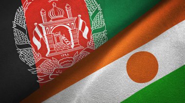 Afganistan ve Nijer iki bayrak tekstil kumaş, kumaş doku