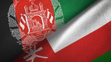 Afganistan ve Umman iki bayrak tekstil kumaş, kumaş doku