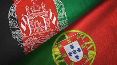 Afganistan ve Portekiz iki bayraklar tekstil kumaş, kumaş doku