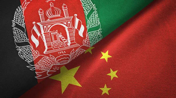 Afganistan ve Çin iki bayraktekstil kumaş, kumaş doku