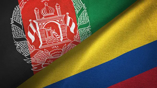 Afganistan ve Kolombiya iki bayraklar tekstil kumaş, kumaş doku
