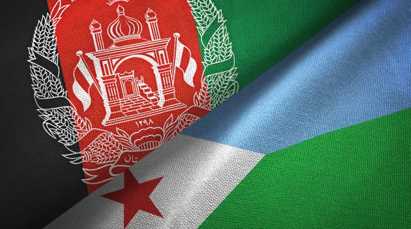 Afghanistan and Djibouti two flags textile cloth, fabric texture