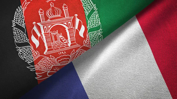 Afganistan ve Fransa iki bayraklar tekstil kumaş, kumaş doku