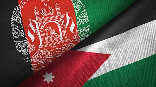 Afganistan ve Ürdün iki bayrak tekstil kumaş, kumaş doku