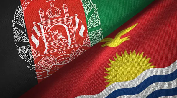 Afganistan ve Kiribati iki bayrak tekstil kumaş, kumaş doku