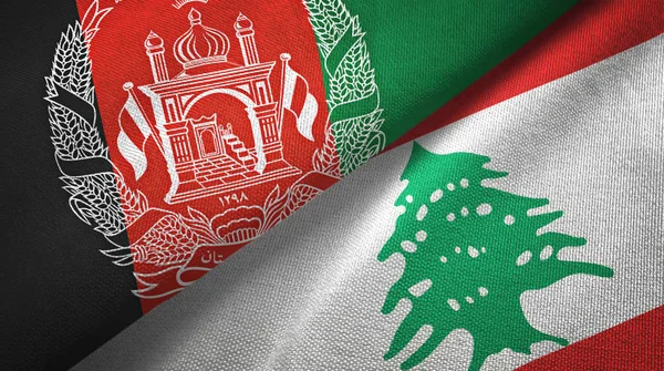 Afganistan ve Lübnan iki bayrak tekstil kumaş, kumaş doku