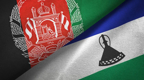 Afganistan ve Lesotho iki bayrak tekstil kumaş, kumaş doku