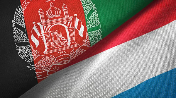 Afganistan ve Lüksemburg iki bayrak tekstil kumaş, kumaş doku