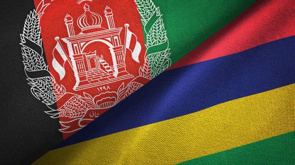 Afganistan ve Mauritius iki bayraklar tekstil kumaş, kumaş doku