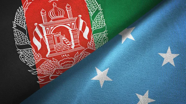 Afganistan ve Mikronezya iki bayrak tekstil kumaş, kumaş doku
