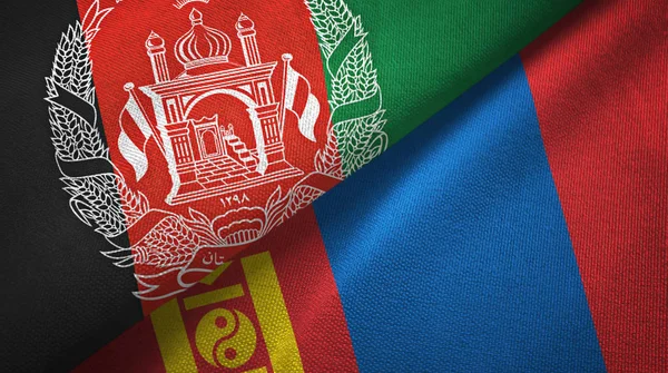 Afganistan ve Moğolistan iki bayrak tekstil kumaş, kumaş doku