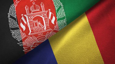 Afganistan ve Romanya iki bayrak tekstil kumaş, kumaş doku