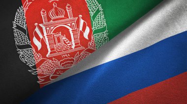 Afganistan ve Rusya iki bayrak tekstil kumaş, kumaş doku