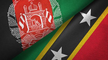 Afganistan ve Saint Kitts ve Nevis iki bayraklar tekstil kumaş, kumaş doku
