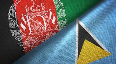 Afganistan ve Saint Lucia iki bayraklar tekstil kumaş, kumaş doku