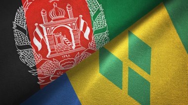 Afganistan ve Saint Vincent ve Grenadinler iki bayrak tekstil bez