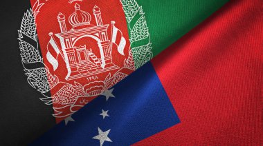 Afganistan ve Samoa iki bayrak tekstil kumaş, kumaş doku
