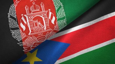 Afganistan ve Güney Sudan iki bayrak tekstil kumaş, kumaş doku