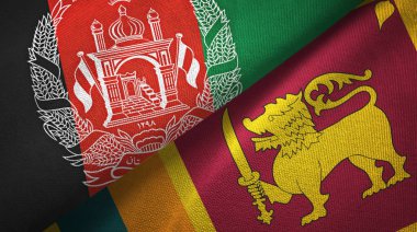 Afganistan ve Sri Lanka iki bayraklar tekstil kumaş, kumaş doku