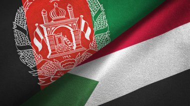 Afganistan ve Sudan iki bayrak tekstil kumaş, kumaş doku