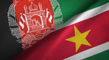 Afganistan ve Surinam iki bayrak tekstil kumaş, kumaş doku