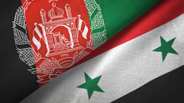 Afganistan ve Suriye iki bayrak tekstil kumaş, kumaş doku