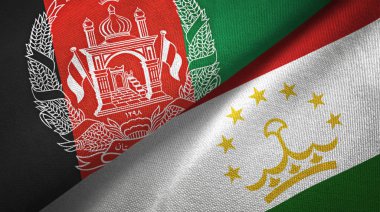 Afganistan ve Tacikistan iki bayrak tekstil kumaş, kumaş doku