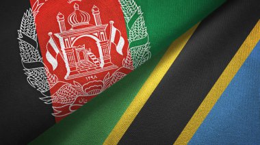 Afganistan ve Tanzanya iki bayrak tekstil kumaş, kumaş doku