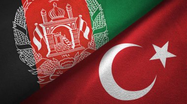 Afganistan ve Türkiye'de iki bayrak tekstil kumaş, kumaş doku