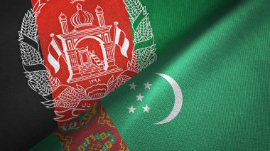 Afganistan ve Türkmenistan iki bayrak tekstil kumaş, kumaş doku