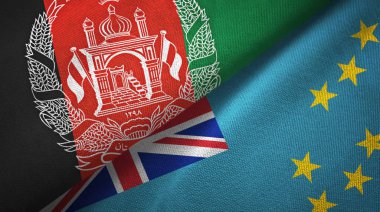 Afganistan ve Tuvalu iki bayrak tekstil kumaş, kumaş doku