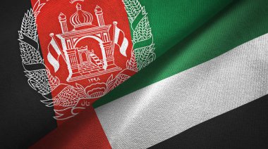 Afganistan ve Birleşik Arap Emirlikleri iki bayrak tekstil kumaş, kumaş doku