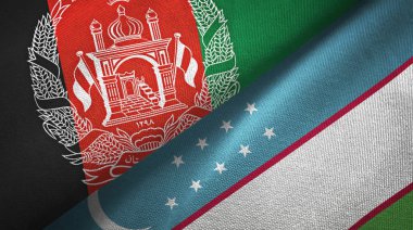 Afganistan ve Özbekistan iki bayrak tekstil kumaş, kumaş doku