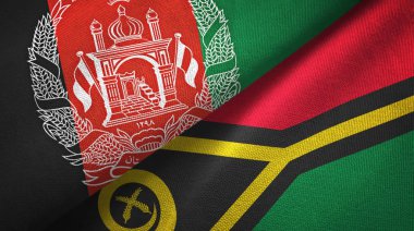 Afganistan ve Vanuatu iki bayraktekstil kumaş, kumaş doku