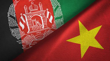Afganistan ve Vietnam iki bayraklar tekstil kumaş, kumaş doku
