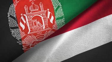 Afganistan ve Yemen iki bayrak tekstil kumaş, kumaş doku