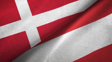 Danimarka ve Avusturya iki bayrak tekstil kumaş, kumaş doku 
