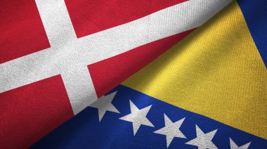 Danimarka ve Bosna-Hersek iki bayrak tekstil kumaş, kumaş doku 