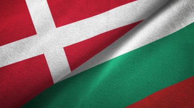 Danimarka ve Bulgaristan iki bayrak tekstil kumaş, kumaş doku 