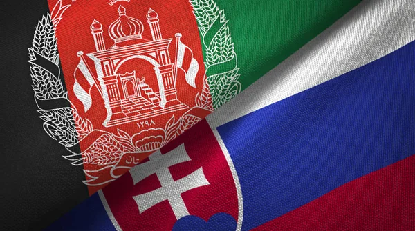 Afganistan ve Slovakya iki bayrak tekstil kumaş, kumaş doku