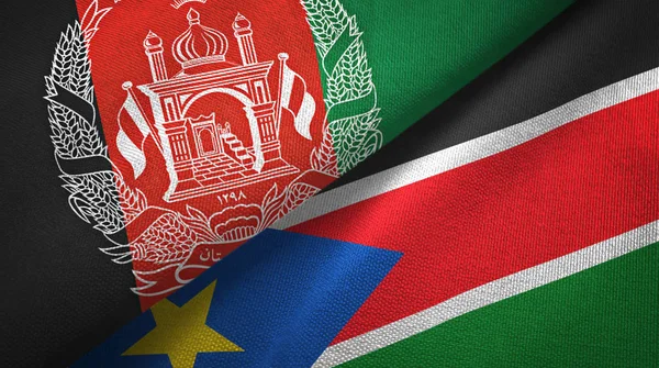 Afganistan ve Güney Sudan iki bayrak tekstil kumaş, kumaş doku