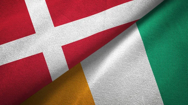 Danimarka ve Fildişi Sahili Fildişi sahili iki bayraklar tekstil kumaş doku 