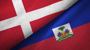 Danimarka ve Haiti iki bayraklar tekstil kumaş, kumaş doku
