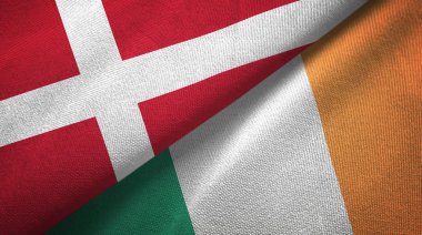 Danimarka ve İrlanda iki bayraklar tekstil kumaş, kumaş doku