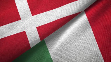 Danimarka ve İtalya iki bayraktekstil kumaş, kumaş doku
