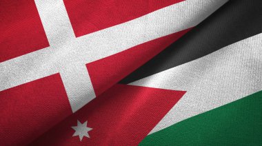 Danimarka ve Ürdün iki bayraktekstil kumaş, kumaş doku