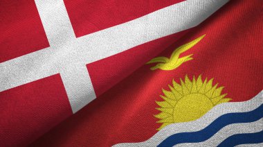 Danimarka ve Kiribati iki bayraklar tekstil kumaş, kumaş doku